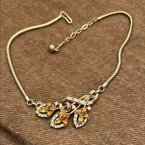 Elegant 1953 Crown Trifari Gold and Topaz Cocktail Choker Necklace